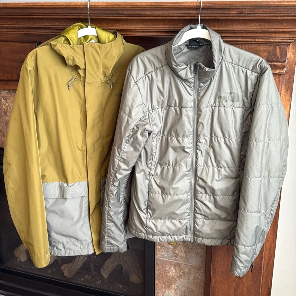 THE NORTH FACE Men's CLEMENT TRICLIMATE Jacket Green/Gray SMALL 2 coats in 1